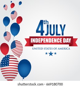 4 July USA America Independence Day Balloon Vector Illustration