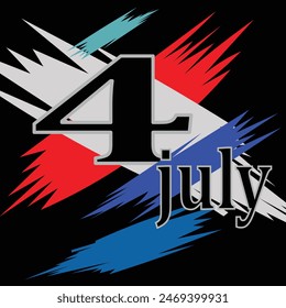 4 july .vector design .blue red green half white scratch design .Independence Day .Us.freedom.in black background 