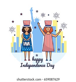 4 july. Vector illustration of Independence Day.