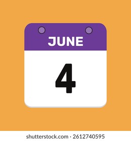 4 june calender icon text page monthly web design.