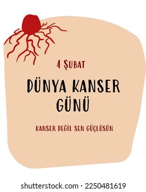 4 Diseño de plantilla Şubat Dünya Kanser Günü. Traducción de texto: 4 de febrero Día Mundial contra el Cáncer