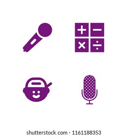 4 karaoke icons in vector set. karaoke microphone icon, microphone, sings and rapper illustration for web and graphic design