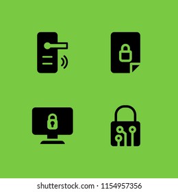 4 keyhole icons in vector set. lock illustration for web and graphic design