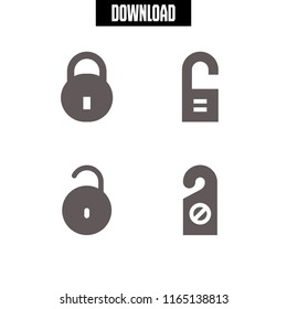4 keyhole vector icon set with lock and doorknob icons for mobile and web