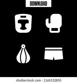 4 kickboxing vector icon set with boxing, punching ball and boxers icons for mobile and web