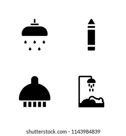 4 kid icon set with crayon and shower vector illustration for graphic design and web