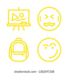 4 Kid Icons With Sick And Blackboard With Geometrics Figures In This Set