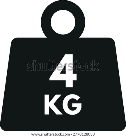 4 kilogram weight icon isolated on white background . 4 kg icon . 4 Kg Kettle bell icon . Vector illustration
