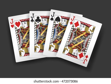 4 of a kind Jacks poker playing card