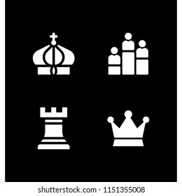 4 king icons in vector set. chess, rank and crown illustration for web and graphic design
