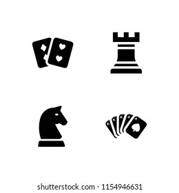 4 king icons in vector set. poker full, chess and pair of cards illustration for web and graphic design