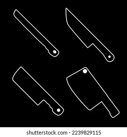 Icono vectorial de 4 juegos de cocina aislado en fondo negro, ilustración vectorial, utensilios de cocina 