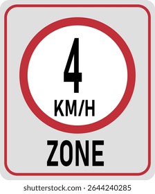 Zona límite de velocidad de 4 km h. Ilustración vectorial