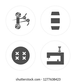 4 Knitting neddles, Button, Thread, Sewing machine modern icons on round shapes, vector illustration, eps10, trendy icon set.