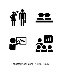 4 knowledge icons in vector set. teacher and book illustration for web and graphic design