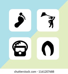 4 lady icons in vector set. girl, human feet shape, afro and hair illustration for web and graphic design