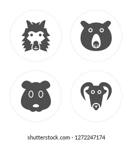 4 Lama, Mouse, Bear, Male Sheep modern icons on round shapes, vector illustration, eps10, trendy icon set.