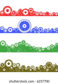 4 Landscape elements - Grunge Circles grouped so that  colors can be easily changed.