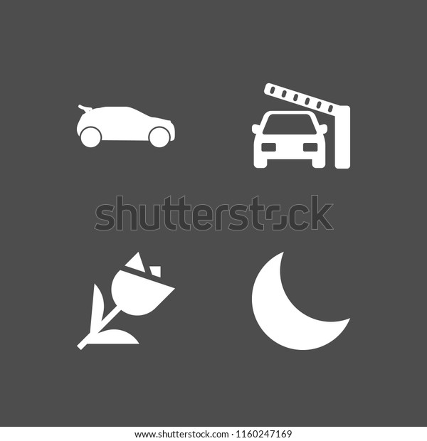 4 landscape icons\
in vector set. frontier, tulip, car and moon illustration for web\
and graphic design