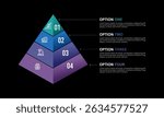 4 Layers Pyramid Infographic with Numbers and icons. Presentation, Plan, Information, and Strategy. Vector illustration.