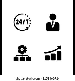 4 leader icons in vector set. organization, help, chart and manager illustration for web and graphic design