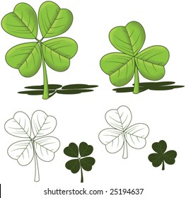 4 leaf and 3 leaf clovers - vector illustrations