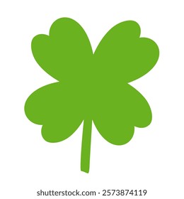 4 leaf clover. Flat design. Hand drawn design. Vector illustration on white background.