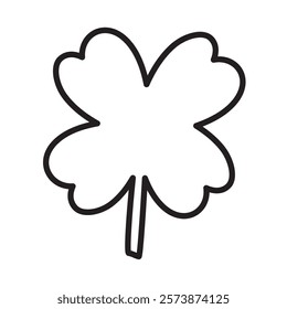 4 leaf clover. Outline isolated icon. Vector design on white background.