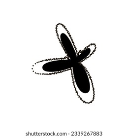 4 símbolo monocromo abstracto de flor de hoja con ilustración vectorial de textura de puntos