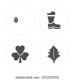 4 Leaf, Rubber Roots, Leaf modern icons on round shapes, vector illustration, eps10, trendy icon set.