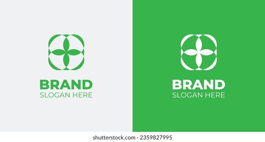 4 hojas logotipo de forma minimalista. Logotipo abstracto para agencias y empresas