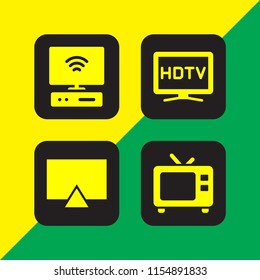 4 led icons in vector set. tv and hd illustration for web and graphic design