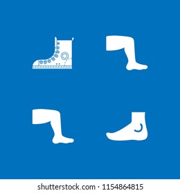 4 leg icons in vector set. foot, feet and boots illustration for web and graphic design
