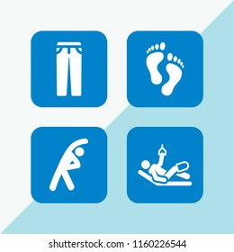 4 leg icons in vector set. feet, pants, stretching exercises and broken leg illustration for web and graphic design