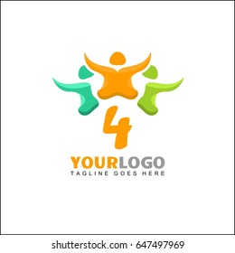4 Letter Adoption and community care Logo template vector icon