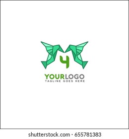 4 Letter bird logo icon design template elements
