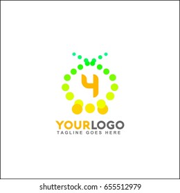 4 letter colorful creative logo concept template