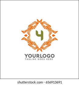 4 letter emblem of the weaving circle. Monogram design for Royalty, business card, Boutique, Hotel, Heraldic, Web design, Jewelry. Vector illustration