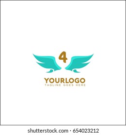 4 Letter Flying Bird isolated, swoosh stylise, abstract birds, Airline template logo, Tourism template logo. Eagle wing vector illustration