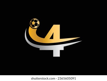 4 Letter with Football Sports Logo Template Design. For Football Club Symbol Vector Template