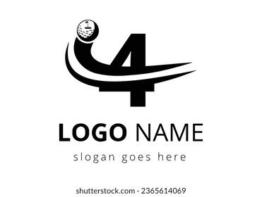 4 Letter with Golf Sports Logo Template Design. Hockey Sport Academy Sign, Club Symbol. business, and company identity