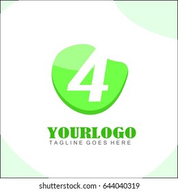 4 letter green circle logo. Simple brand identity health, food, tech, eco & friendly for your business