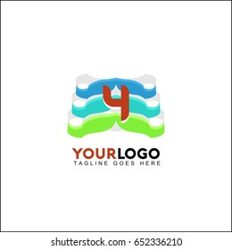 4 letter lines aspire up. Construction logo template. Vector illustration.