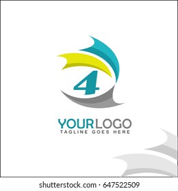 4 letter logo. Abstract colorful wave brand identity. Unity people concept design.