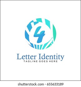 4 Letter logo. Creative Blue Line Circle Logo.