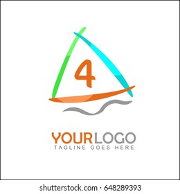 4 Letter and sail boat logo vector.