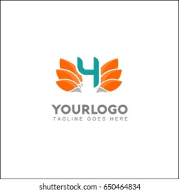 4 letter victory wing identity, hotel logo, luxury brand logo, palm leaf nature vector illustration template.