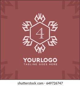 4 letter vintage monogram set logo. Vector emblem for calligraphic luxury design and retro ornamental illustration.