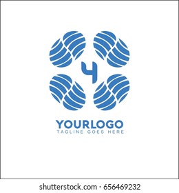 4 Letter Water Wave symbol and icon Logo Template vector