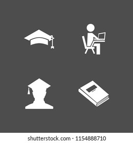 4 library icons in vector set. book and student illustration for web and graphic design